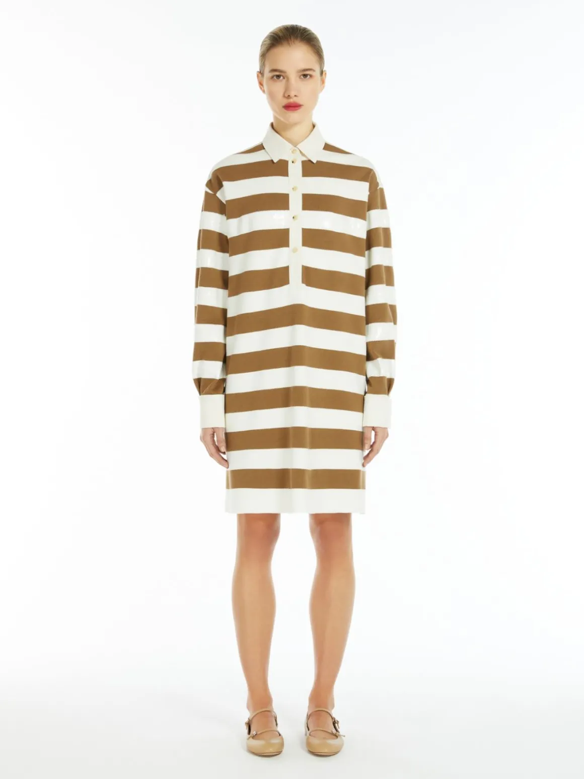 Cotton satin polo-style dress
