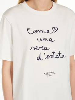 Cotton T-shirt with embroidered lettering detail