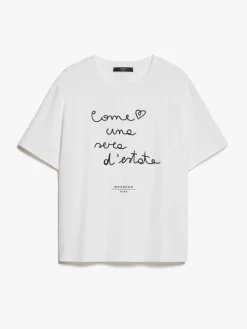 Cotton T-shirt with embroidered lettering detail