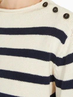 Cotton yarn button-up sweater