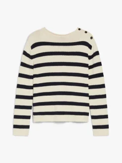 Cotton yarn button-up sweater