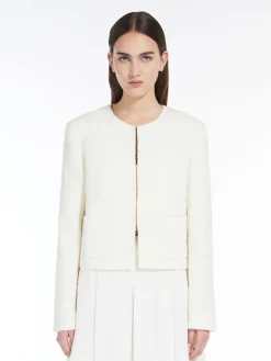 Crew-neck bouclé jacket