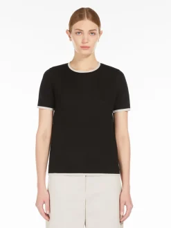 Crew-neck wool yarn T-shirt