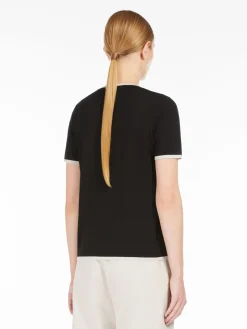 Crew-neck wool yarn T-shirt