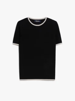 Crew-neck wool yarn T-shirt