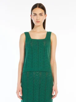 Crochet-knit cotton yarn top