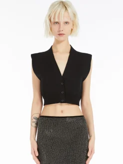 Crop stretch viscose gilet