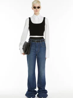Crop stretch viscose vest top
