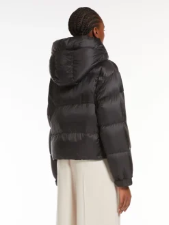 Cropped down jacket in quilted water-repellent fabric