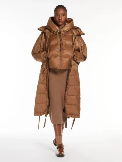 Cropped down jacket in quilted water-repellent fabric