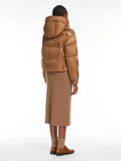 Cropped down jacket in quilted water-repellent fabric