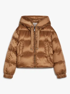 Cropped down jacket in quilted water-repellent fabric