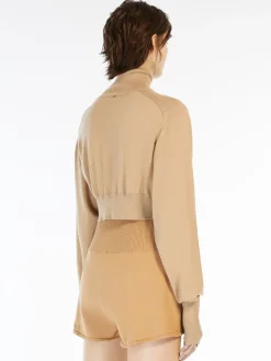 Cropped mock polo-neck sweater