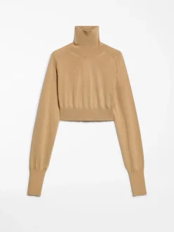 Cropped mock polo-neck sweater