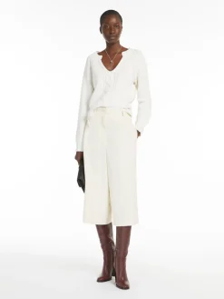 Cropped velvet trousers