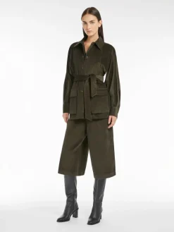 Cropped velvet trousers