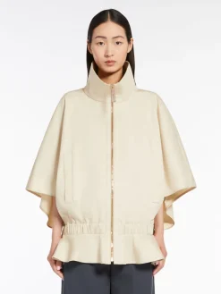 Cropped water-repellent cotton cape