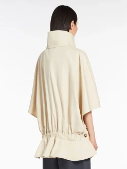 Cropped water-repellent cotton cape