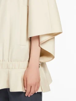 Cropped water-repellent cotton cape
