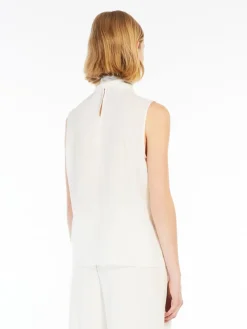 Crêpe de Chine top with bow