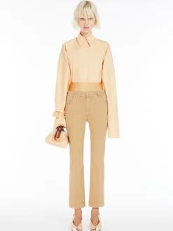 Denim mini flare trousers