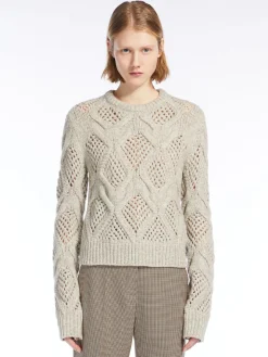 Diamond-knit crew-neck sweater