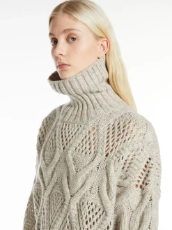 Diamond-knit maxi sweater