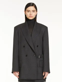 Double-breasted blazer in wool gabardine