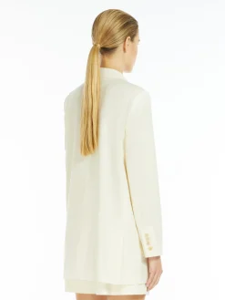 Double-breasted blazer in wool canvas