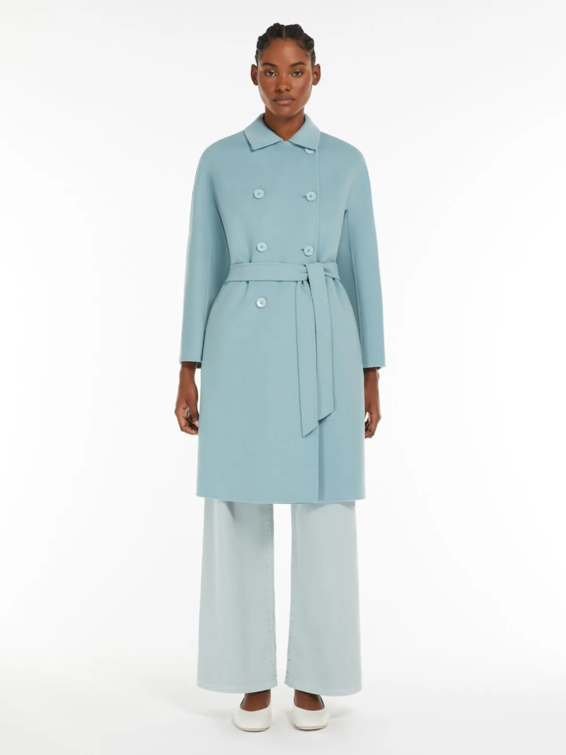 Double-breasted double-faced wool coat