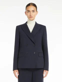 Double-breasted jacquard jersey blazer