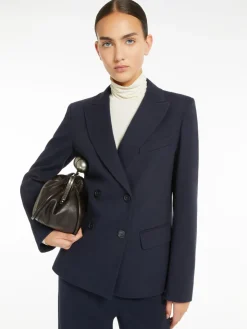 Double-breasted jacquard jersey blazer