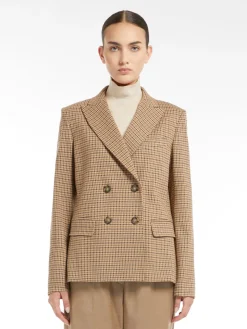 Double-breasted jacquard jersey blazer
