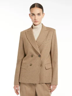 Double-breasted jacquard jersey blazer