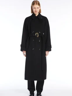 Double-breasted pure wool coat