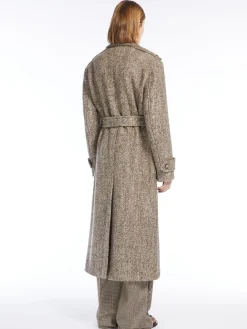 Double-breasted tweed coat