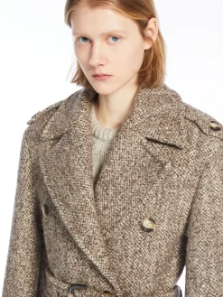 Double-breasted tweed coat