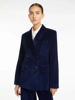 Double-breasted velvet blazer