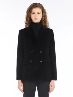Double-breasted velvet blazer