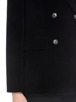 Double-breasted velvet blazer