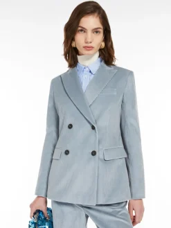Double-breasted velvet blazer