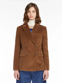 Double-breasted velvet blazer