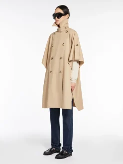 Double-breasted water-repellent cotton cape