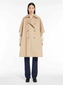 Double-breasted water-repellent cotton cape