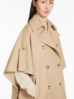 Double-breasted water-repellent cotton cape