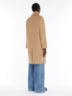 Double-breasted wool broadcloth coat