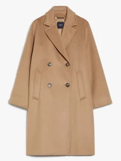 Double-breasted wool broadcloth coat