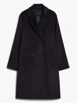 Double-breasted wool broadcloth coat