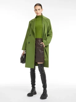 Double-breasted wool broadcloth coat