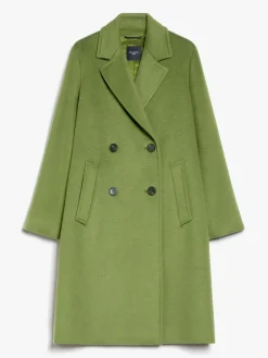 Double-breasted wool broadcloth coat